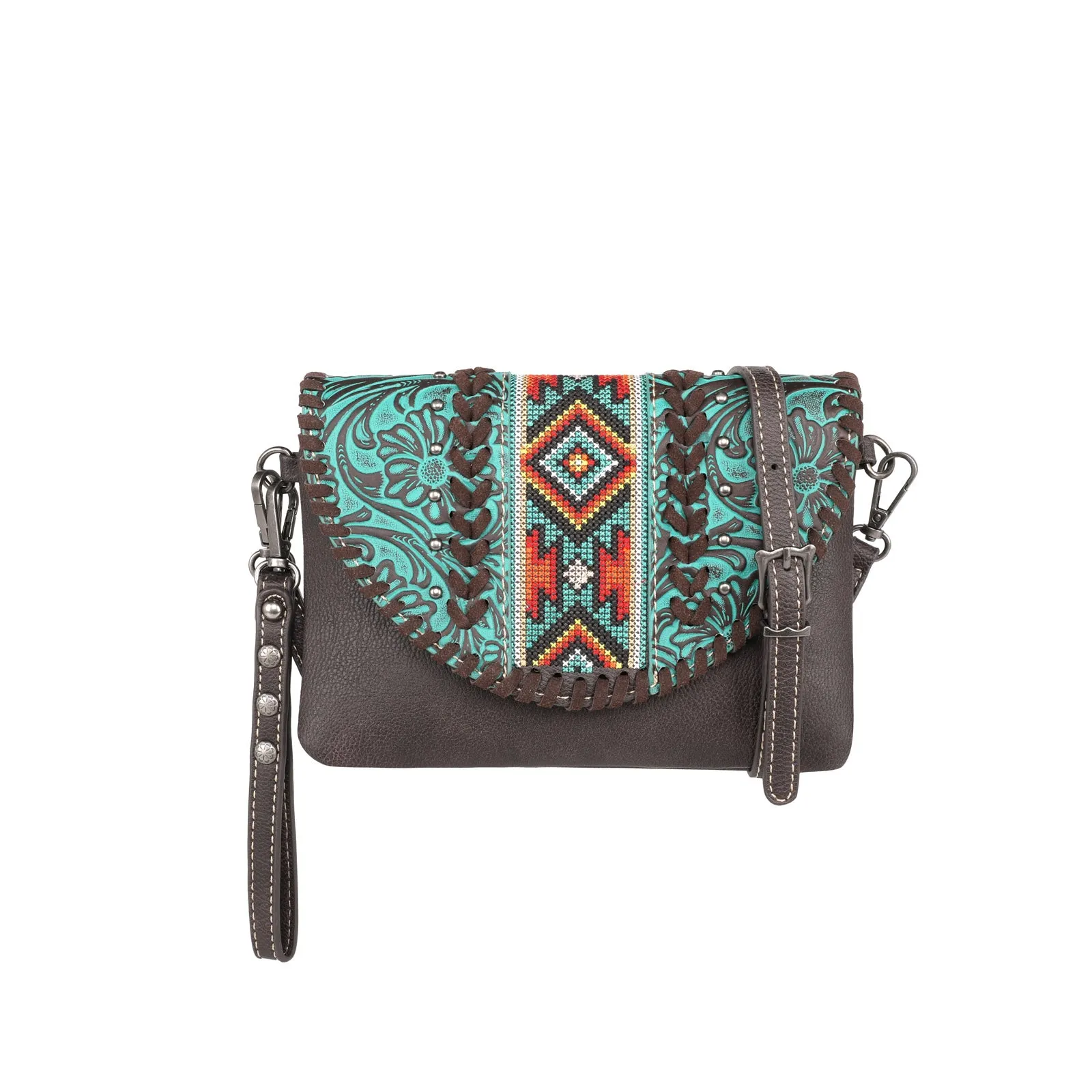 MW1142-181 Montana West Tooled Collection Crossbody/Wristlet