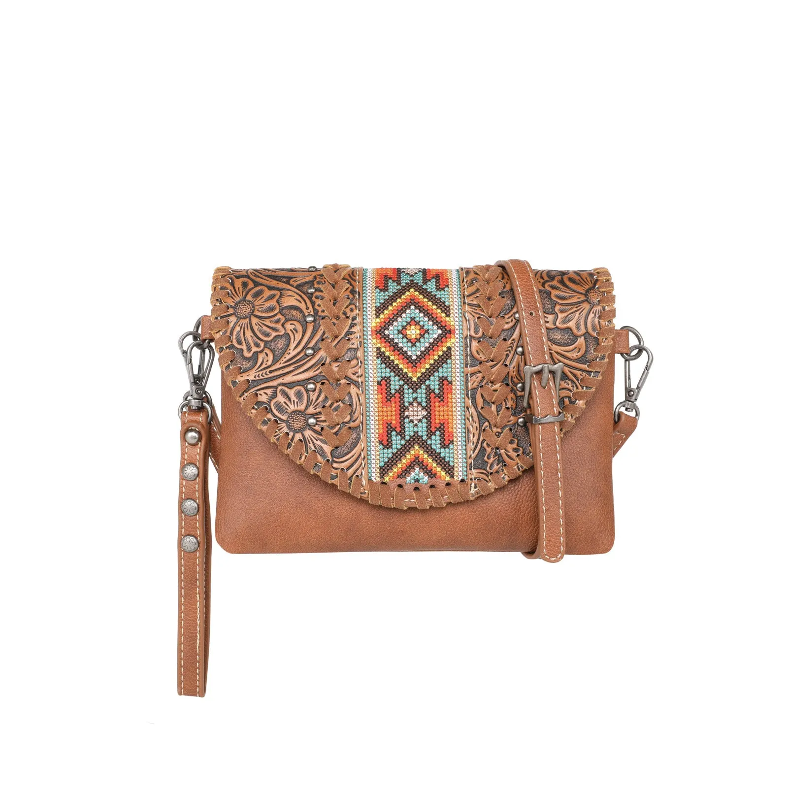 MW1142-181 Montana West Tooled Collection Crossbody/Wristlet