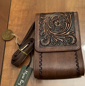 Myra Bag Royal wave Wallet crossbody tooled Leather