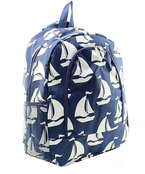 Navy Sail Boat backpack and lunch bag set