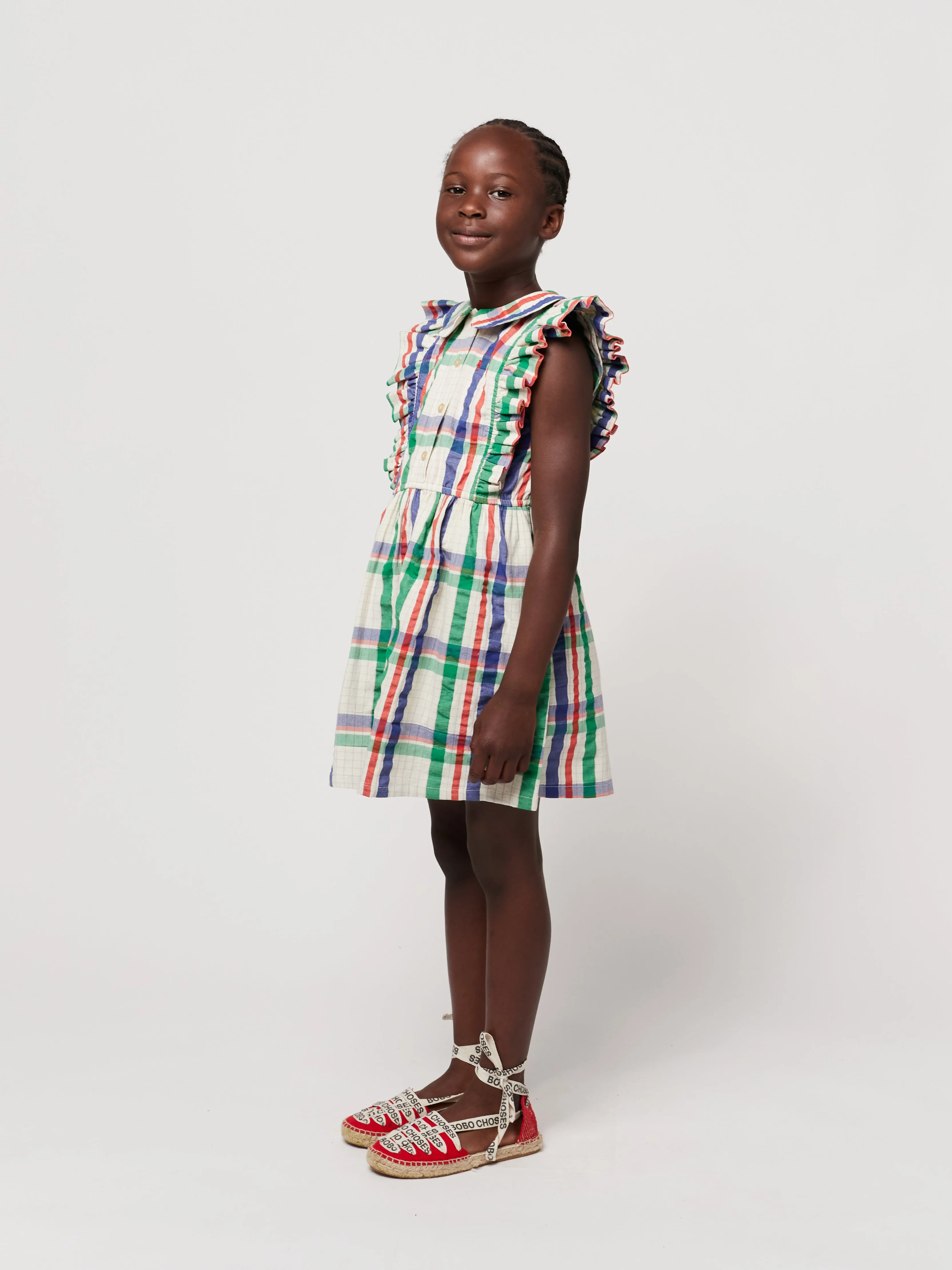 NEW Bobo Choses | Madras Checks ruffle woven dress