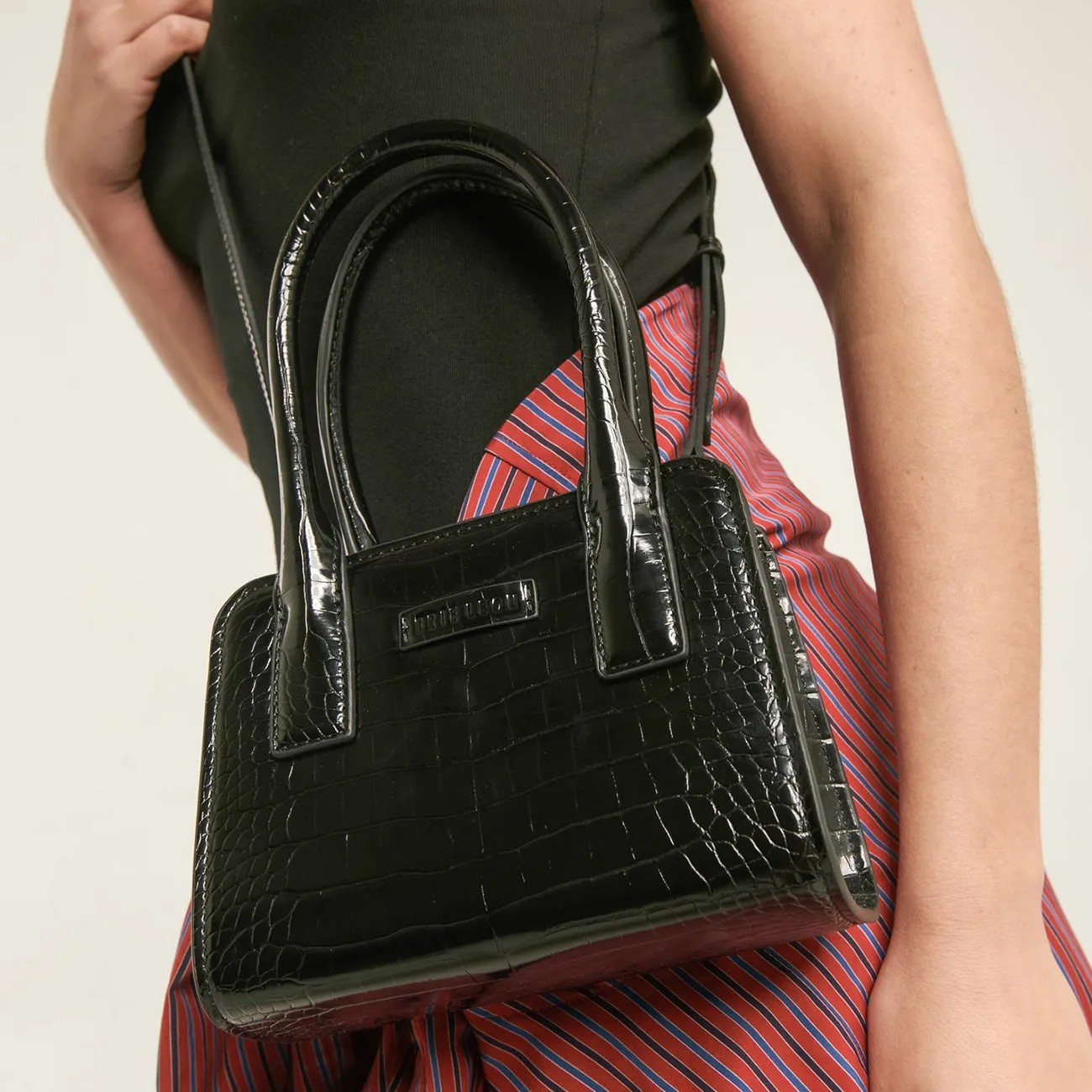 PALOMA MINI TOTE BAG BLACK BRUSHED RECYCLED CROC