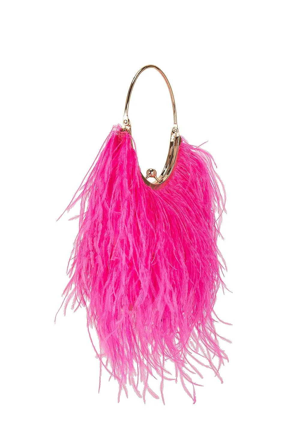 Penny Feathered Framed Bag - Fuchsia