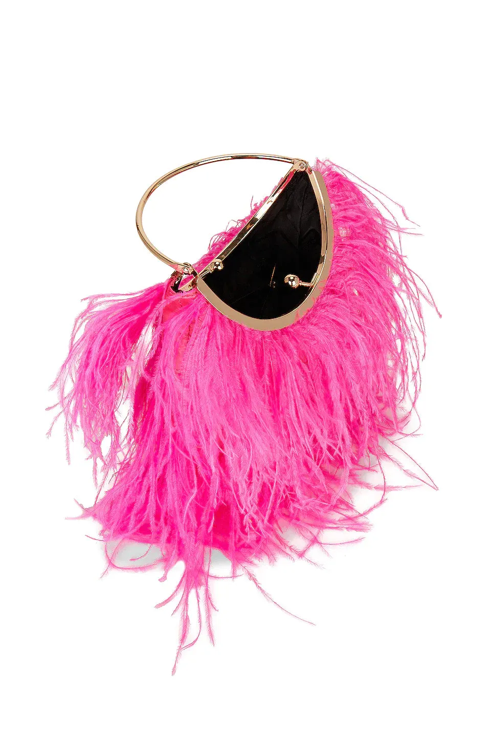 Penny Feathered Framed Bag - Fuchsia