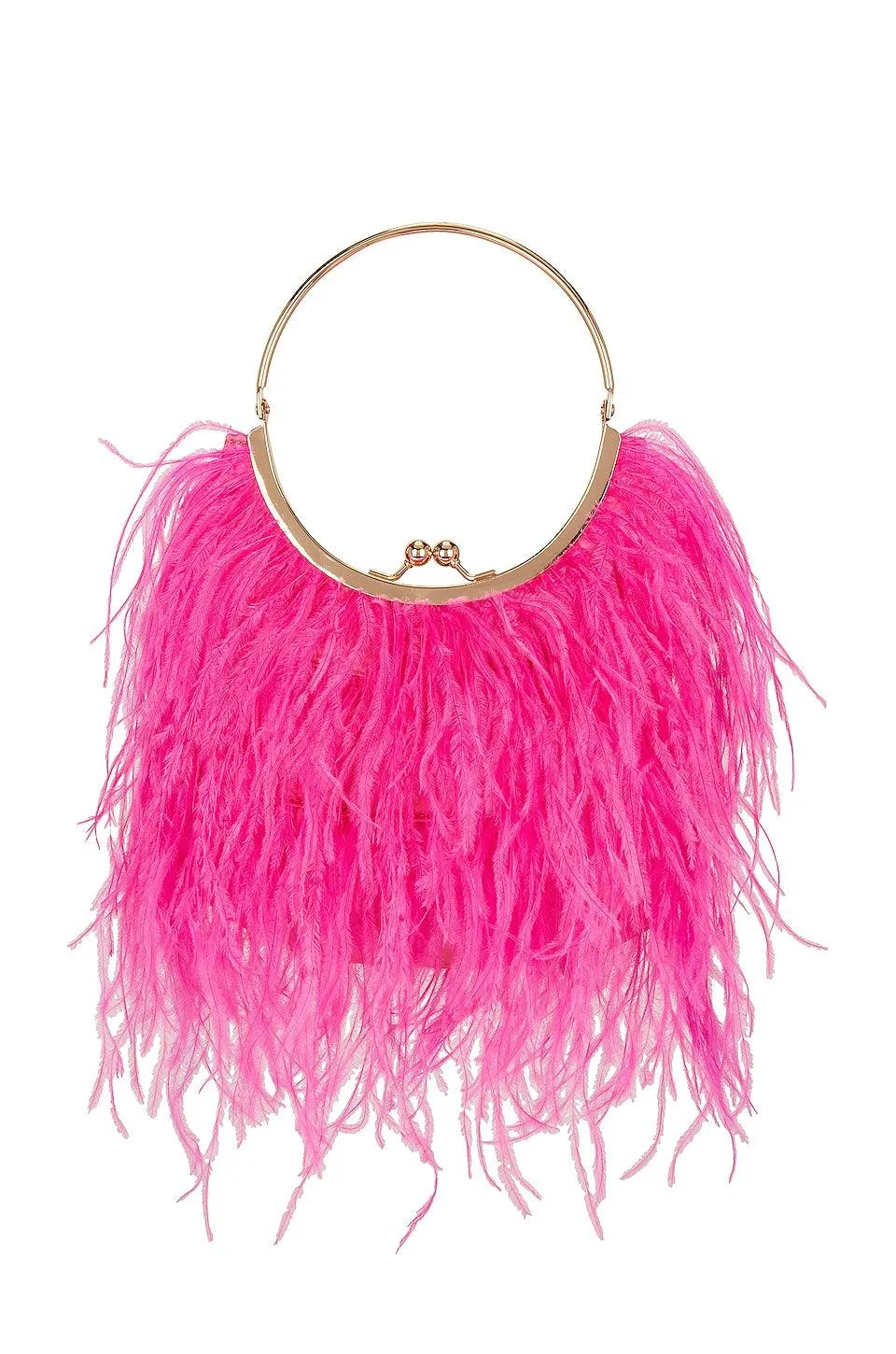 Penny Feathered Framed Bag - Fuchsia