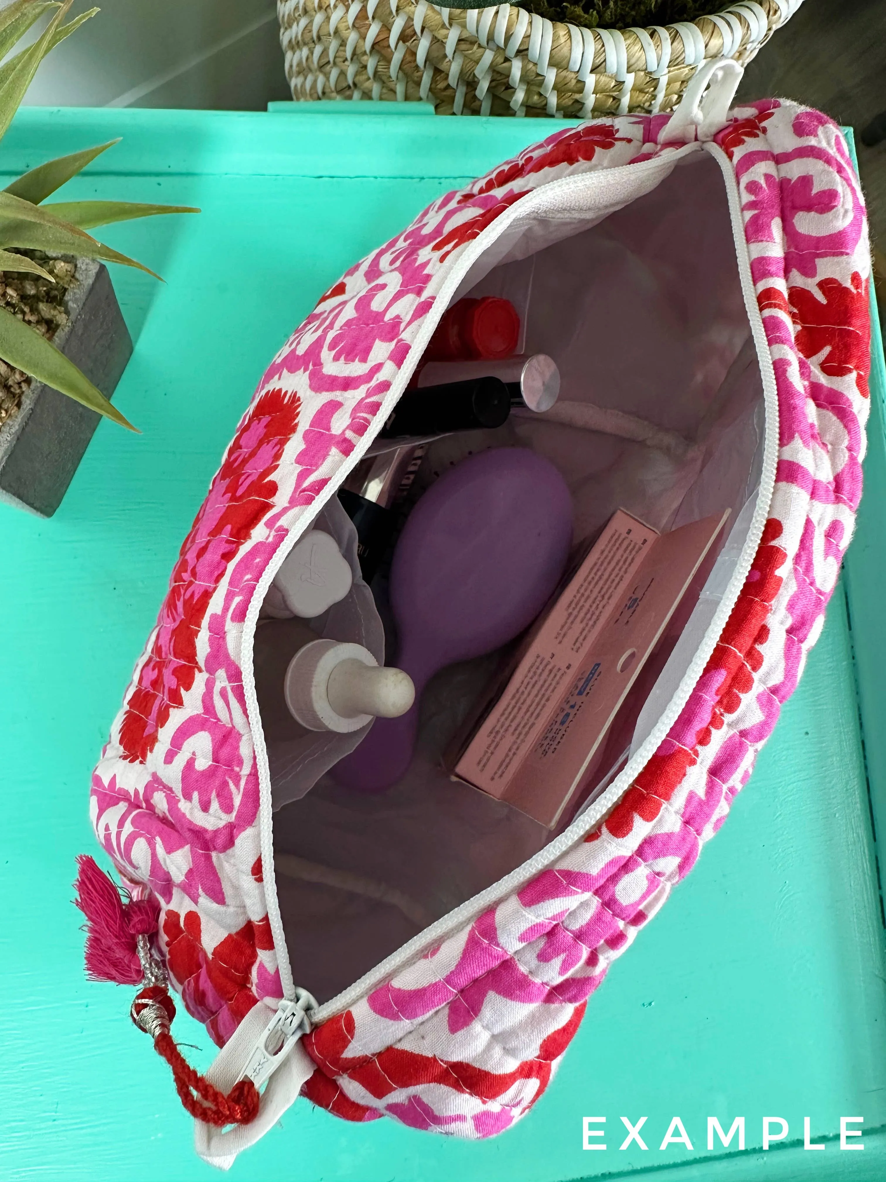 Purple Quilted Cosmetic Bag