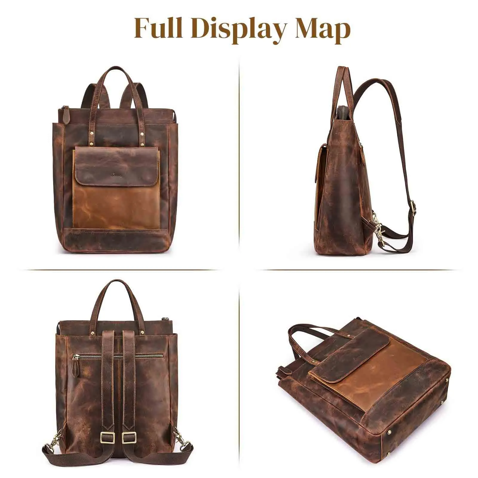 Retro Genuine Leather Laptop Backpack