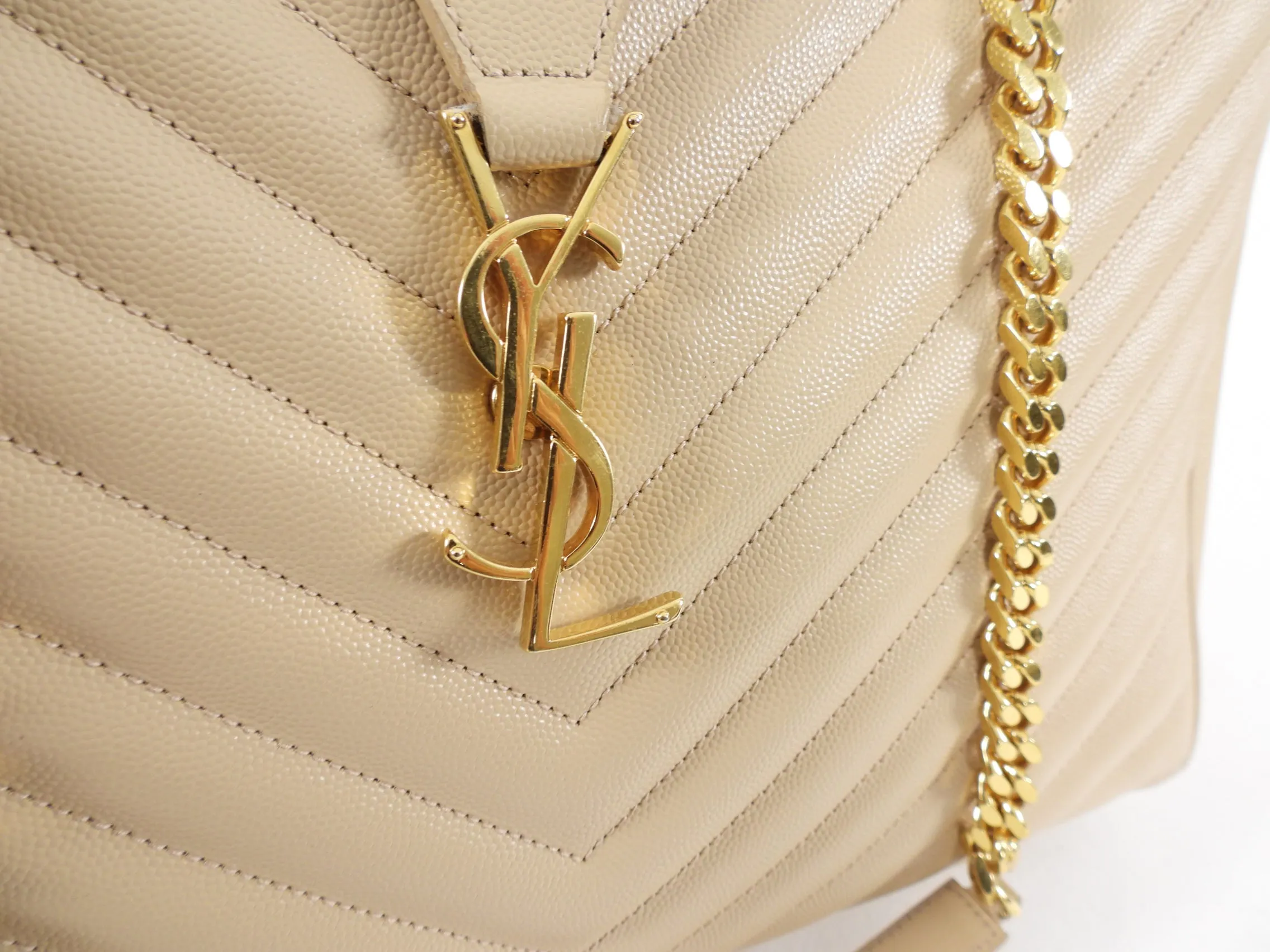 Saint Laurent Chevron Chain Shoulder Tote Bag