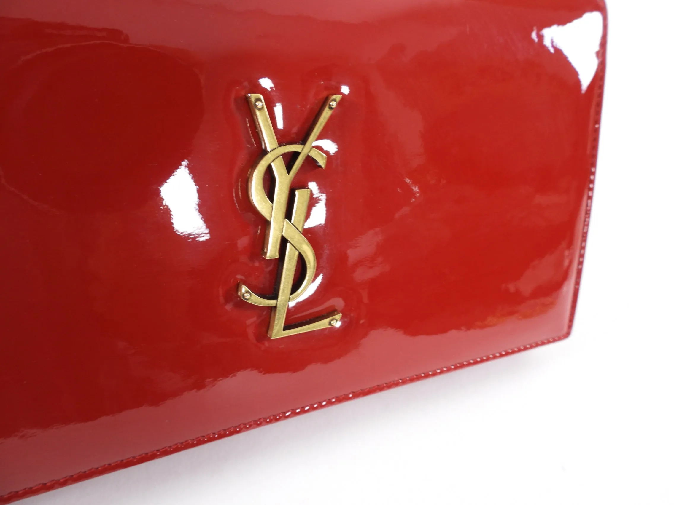 Saint Laurent Red Patent Kate Wallet on Chain Bag