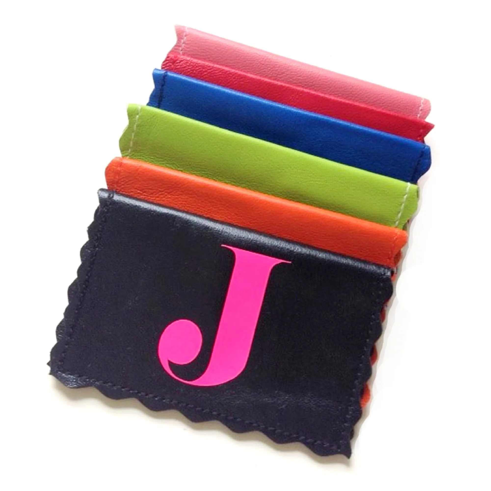 Scalloped Personalised Leather Business Card Holder | Mini Wallet