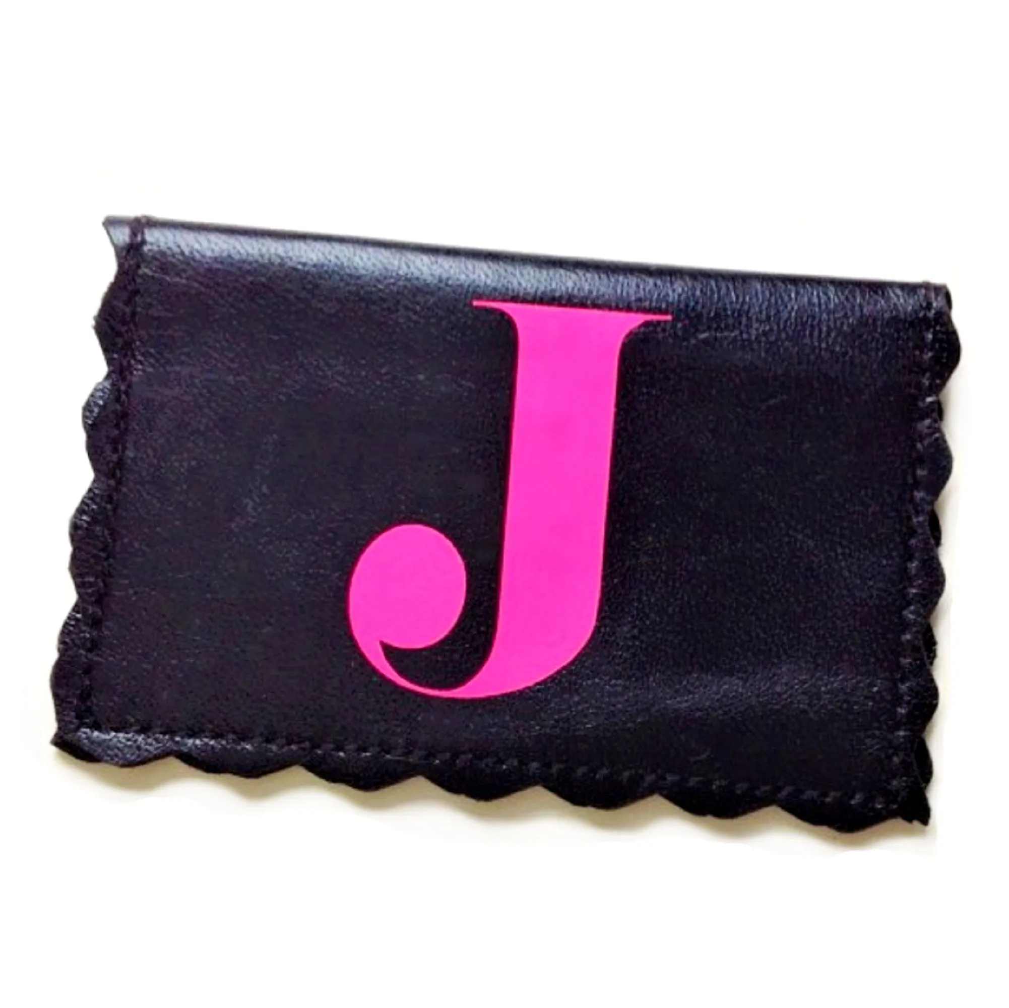 Scalloped Personalised Leather Business Card Holder | Mini Wallet