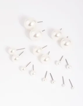 Silver Pearl Stud 8-Pack