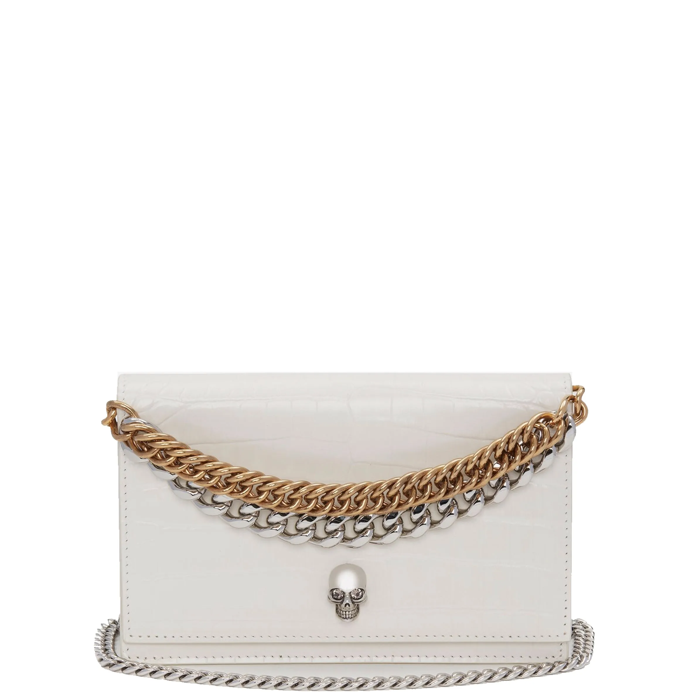 Skull Mini Bag 2 Chain Croc ,Soft Ivory