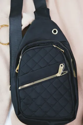 Small Quilted Single Strap Backpack Bag, Black | Fame Accessories