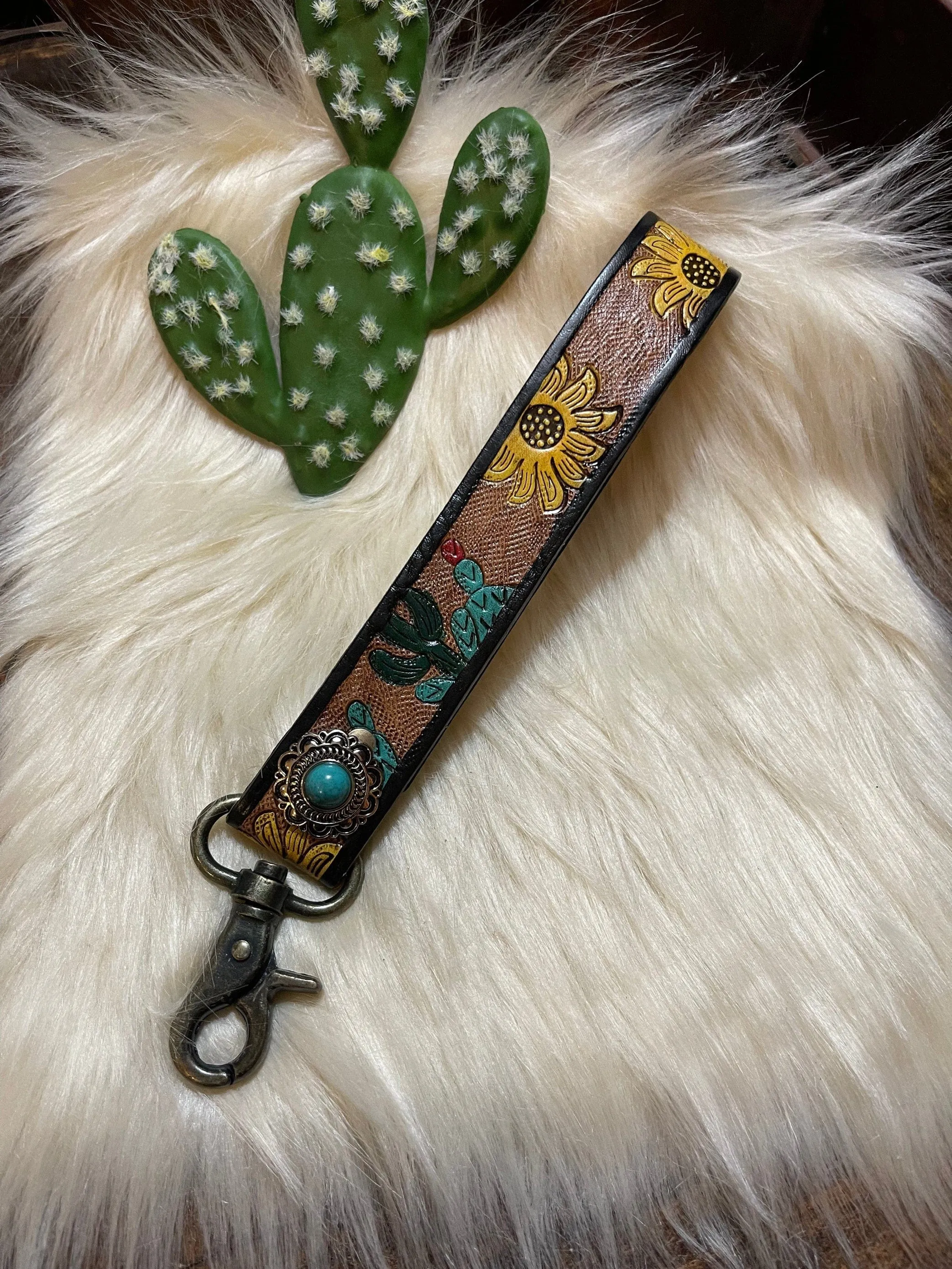 Tooled Leather key fob or purse decor