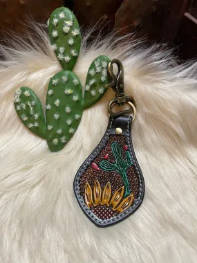 Tooled Leather key fob or purse decor