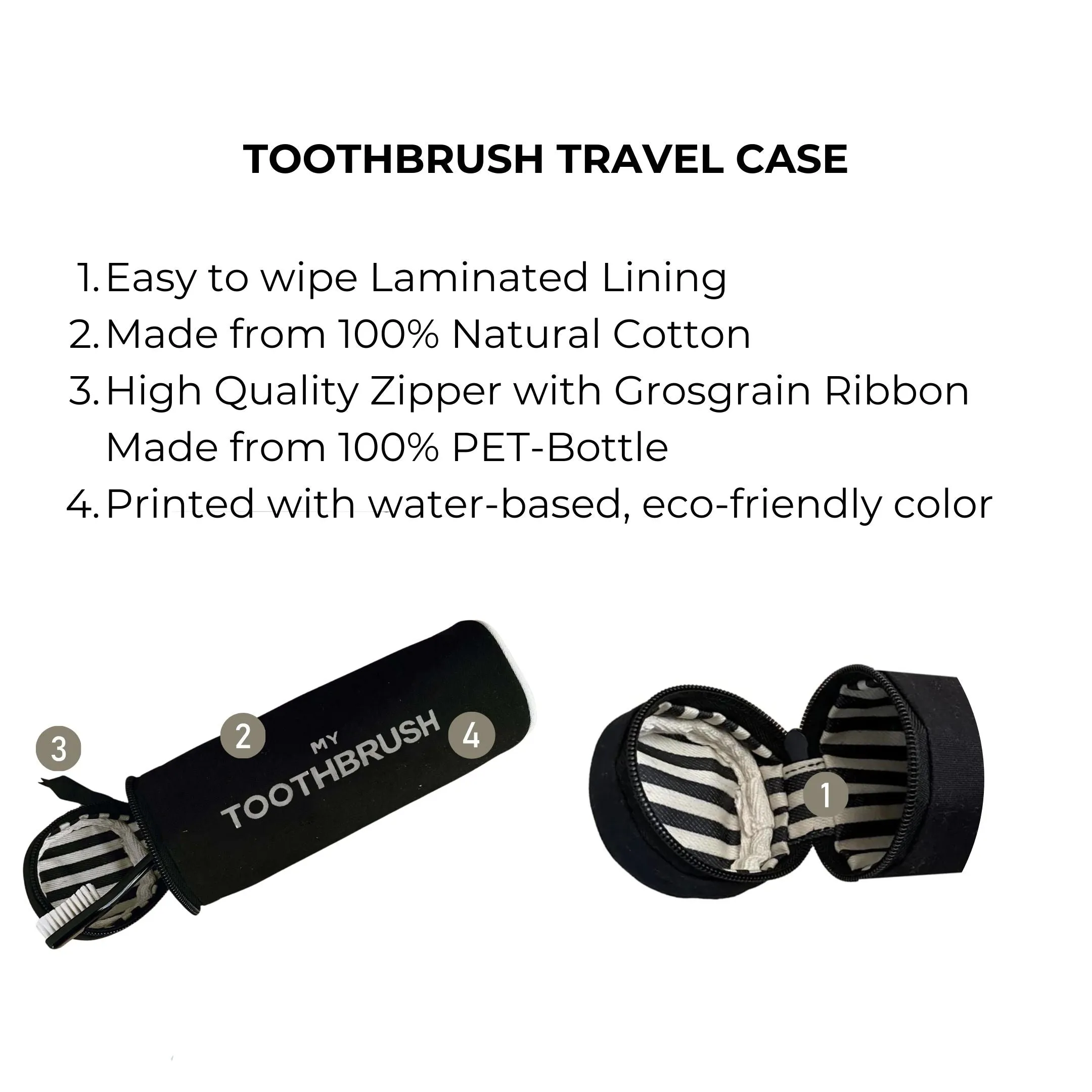 Toothbrush Travel Case, Black with Light Gray Print