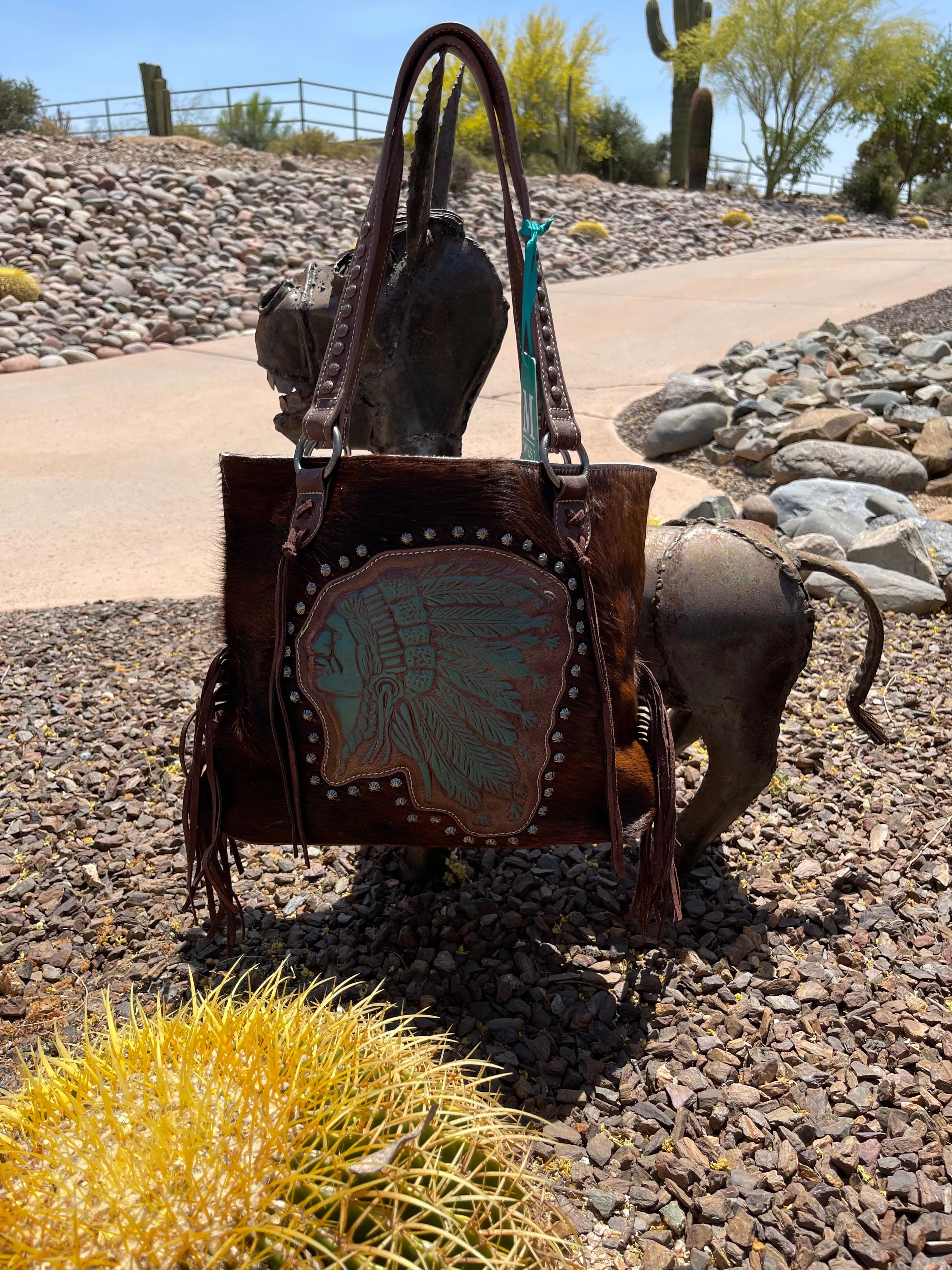 Turquoise Big Chief COWHIDE HANDBAG