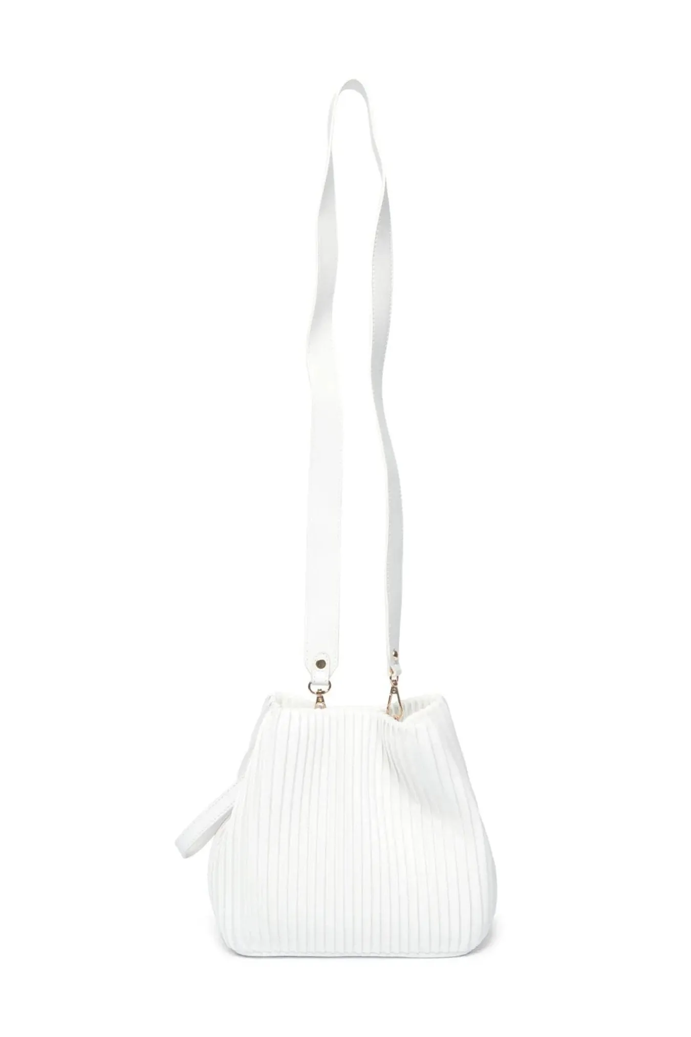 White Pleated Bucket Bag