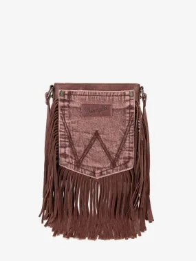 Wrangler Crossbody Bag Jean Pocket Leather Fringe Coffee