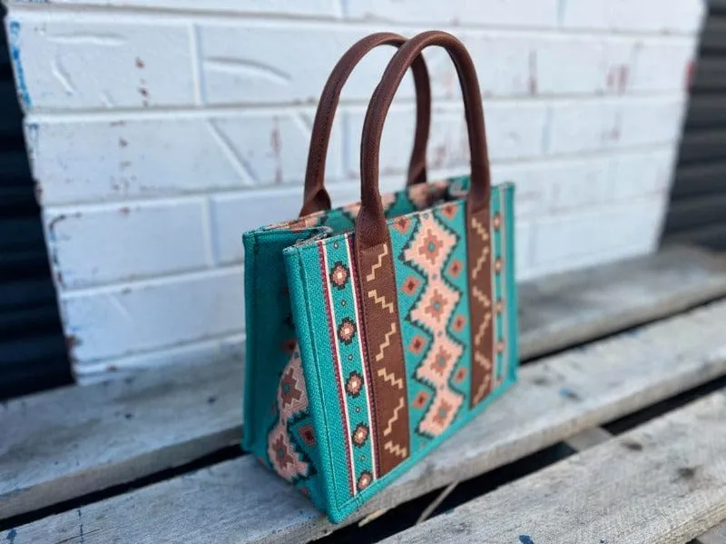 Wrangler Southwestern Print Small Crossbody/Tote Turquoise